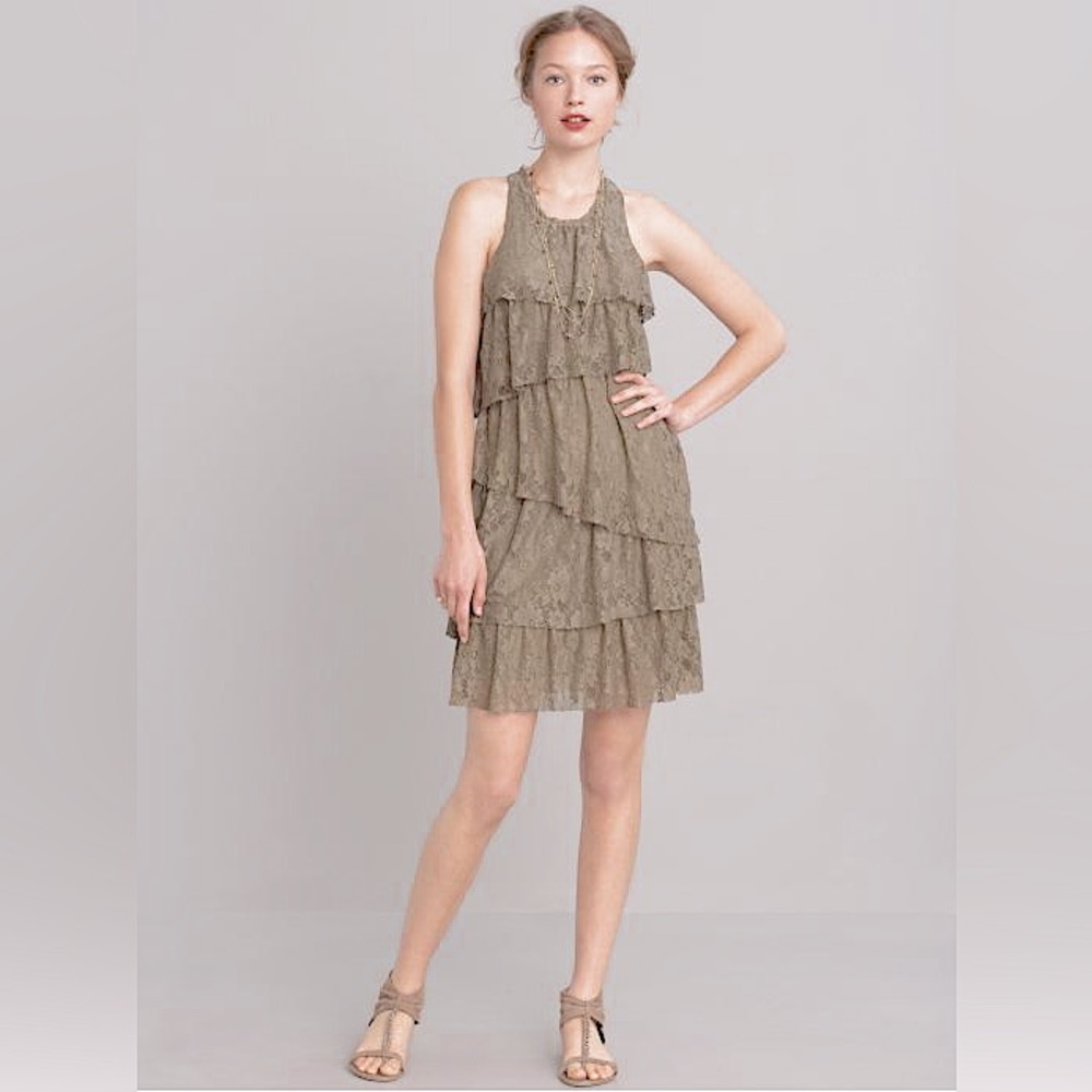 Sage Green Lace Ruffle Dress